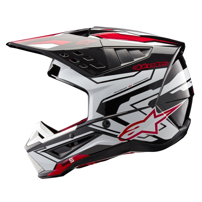 Alpinestars S-M5 Action 2 Black-White-Fluo Red motocrosshjelm