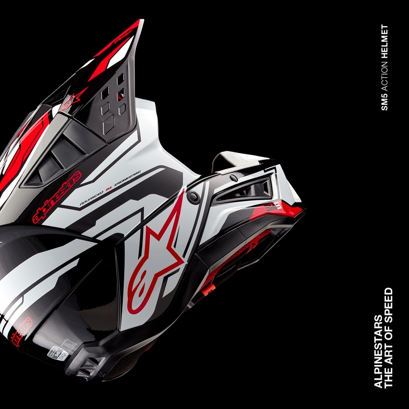 Alpinestars S-M5 Action 2 Black-White-Fluo Red motocrosshjelm