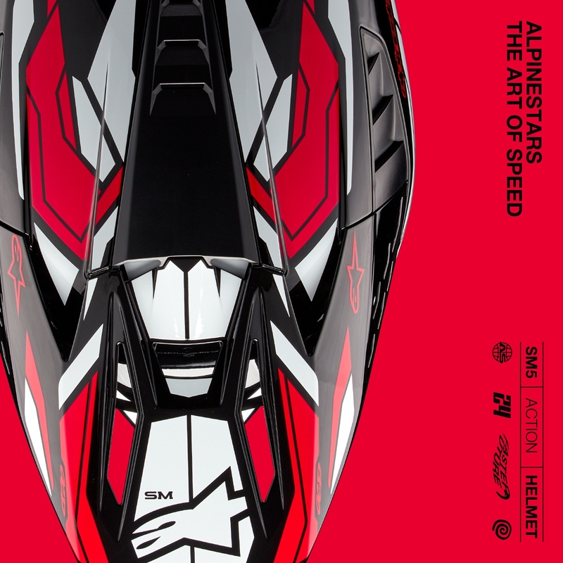 Alpinestars S-M5 Action 2 Black-White-Fluo Red motocrosshjelm