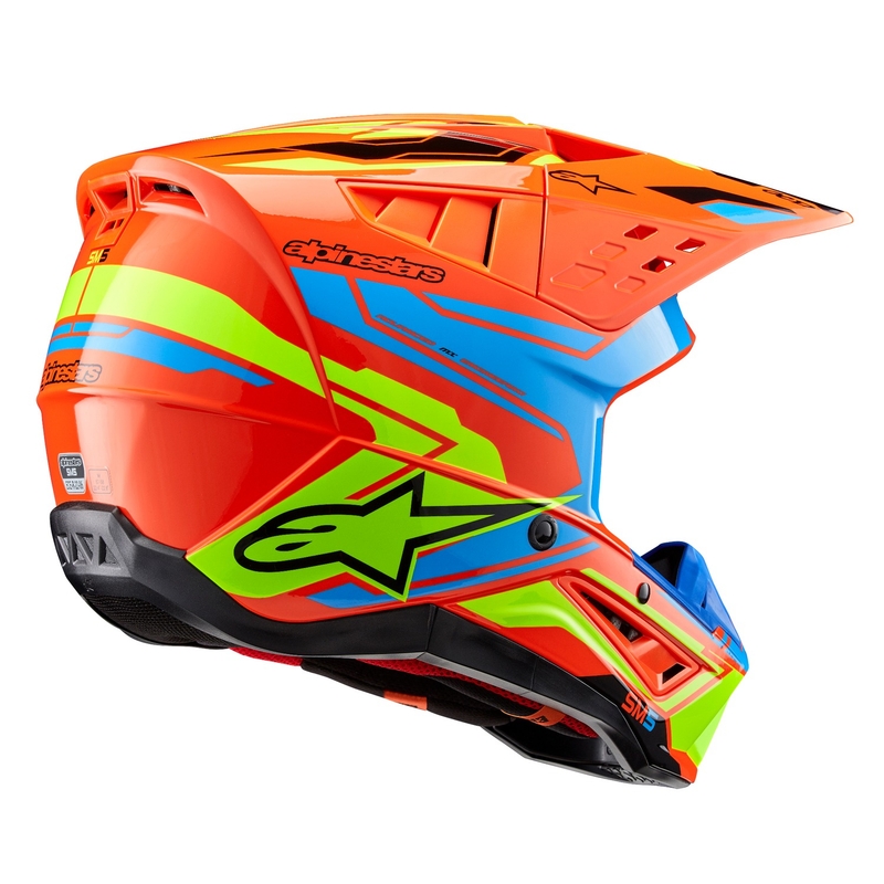 Alpinestars S-M5 Action 2 fluo-orange-lyseblå-fluo-gul motocrosshjelm