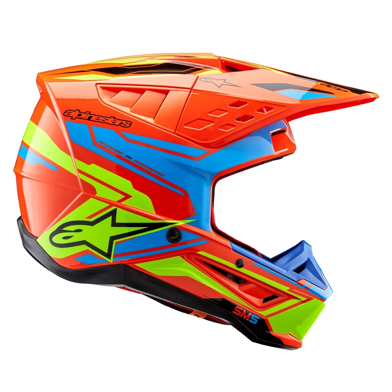 Alpinestars S-M5 Action 2 fluo-orange-lyseblå-fluo-gul motocrosshjelm