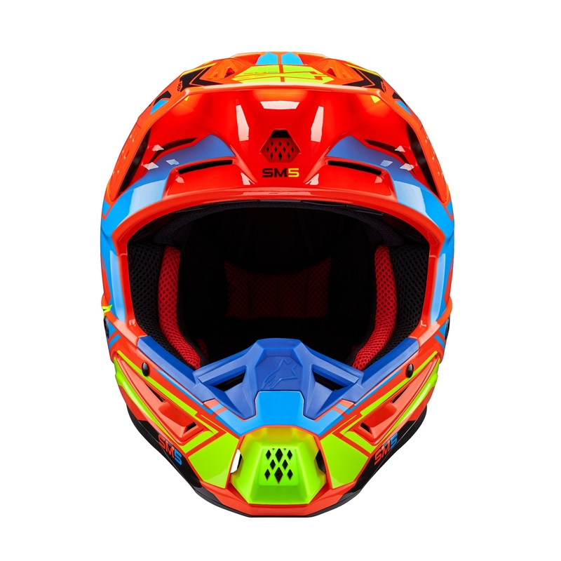 Alpinestars S-M5 Action 2 fluo-orange-lyseblå-fluo-gul motocrosshjelm