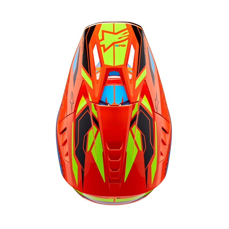 Alpinestars S-M5 Action 2 fluo-orange-lyseblå-fluo-gul motocrosshjelm