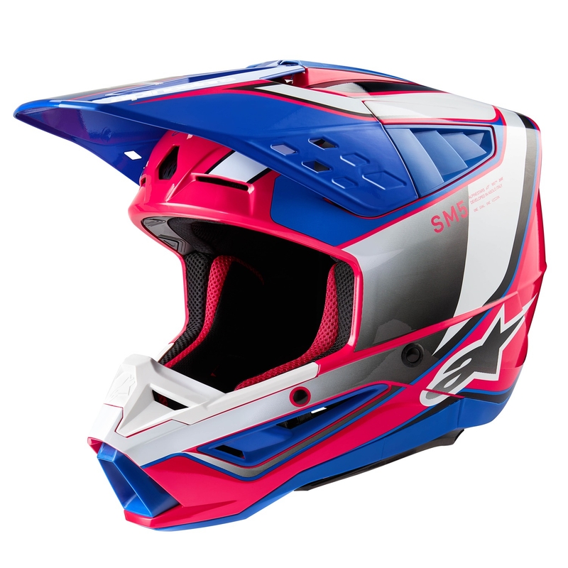 Alpinestars S-M5 Sail Motocross-hjelm hvid-rosa-blå