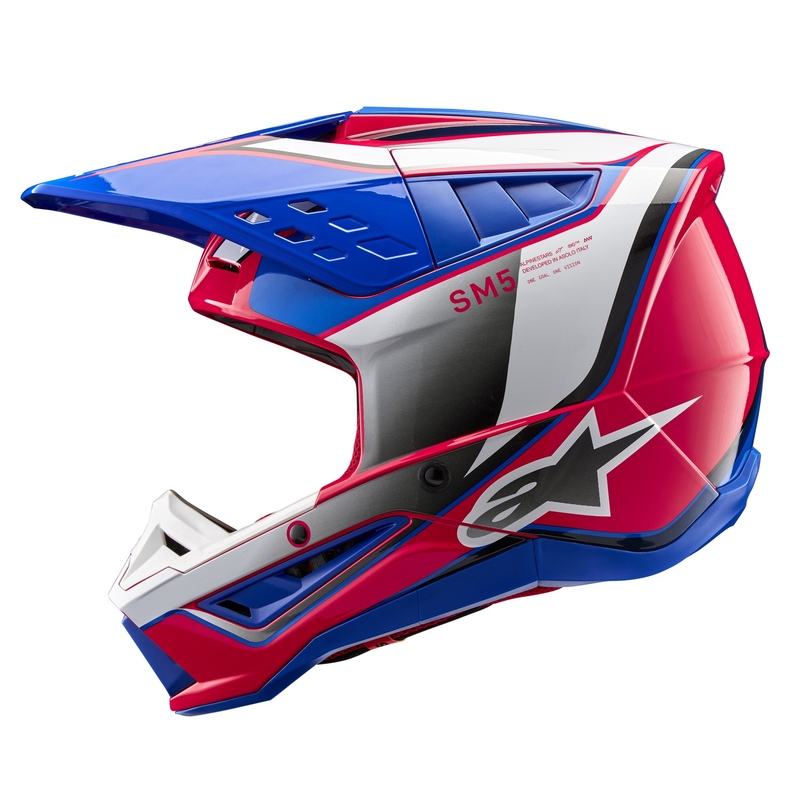 Alpinestars S-M5 Sail Motocross-hjelm hvid-rosa-blå