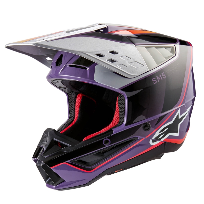 Alpinestars S-M5 Sail motocrosshjelm lilla-sort-sølv