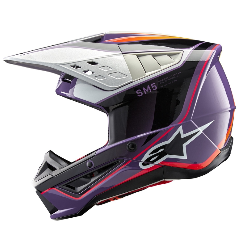 Alpinestars S-M5 Sail motocrosshjelm lilla-sort-sølv