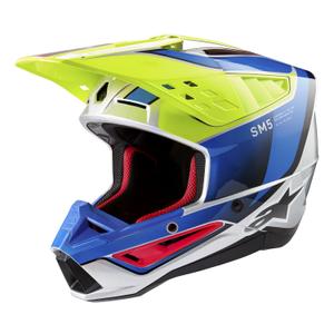 Alpinestars S-M5 Sail fluogul-blå-sølv motocrosshjelm