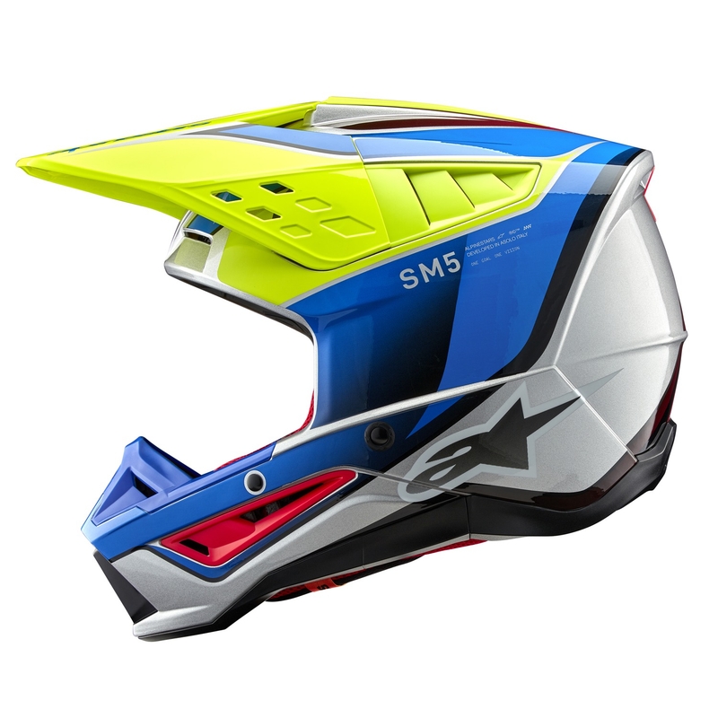 Alpinestars S-M5 Sail fluogul-blå-sølv motocrosshjelm