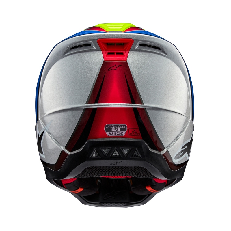 Alpinestars S-M5 Sail fluogul-blå-sølv motocrosshjelm