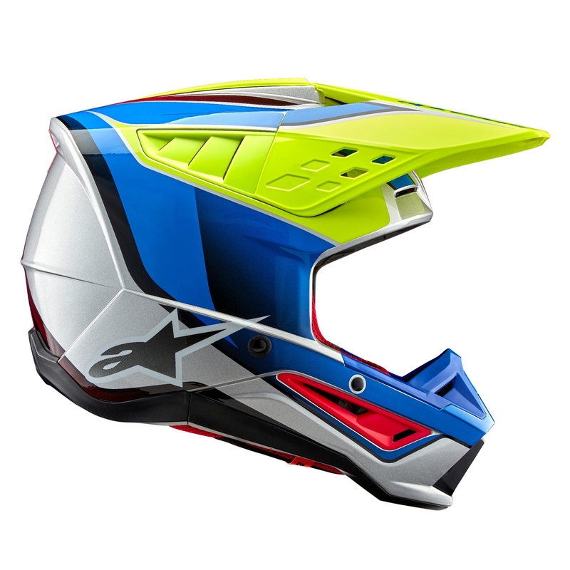 Alpinestars S-M5 Sail fluogul-blå-sølv motocrosshjelm