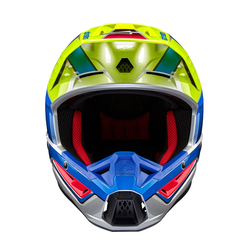 Alpinestars S-M5 Sail fluogul-blå-sølv motocrosshjelm