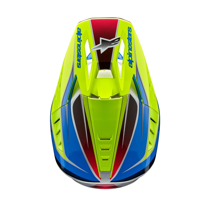 Alpinestars S-M5 Sail fluogul-blå-sølv motocrosshjelm
