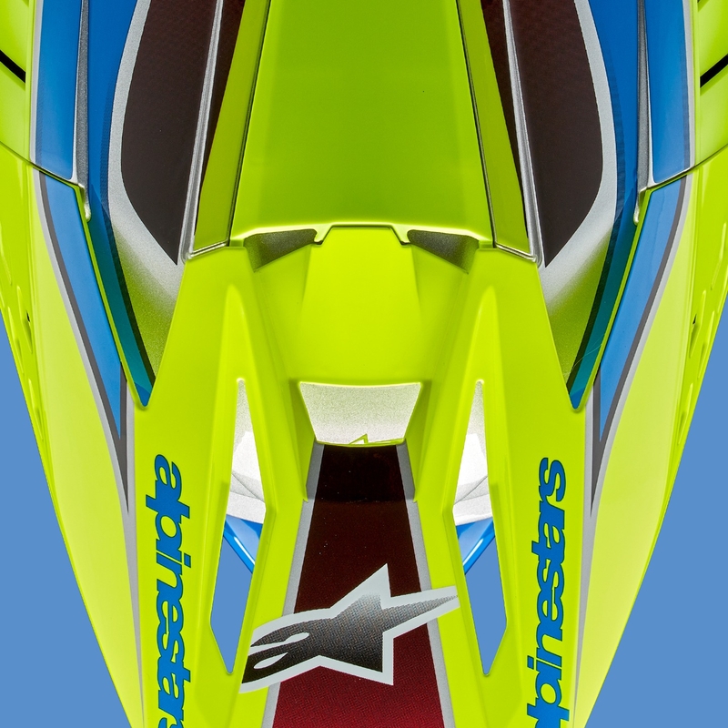 Alpinestars S-M5 Sail fluogul-blå-sølv motocrosshjelm