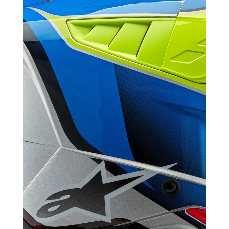 Alpinestars S-M5 Sail fluogul-blå-sølv motocrosshjelm
