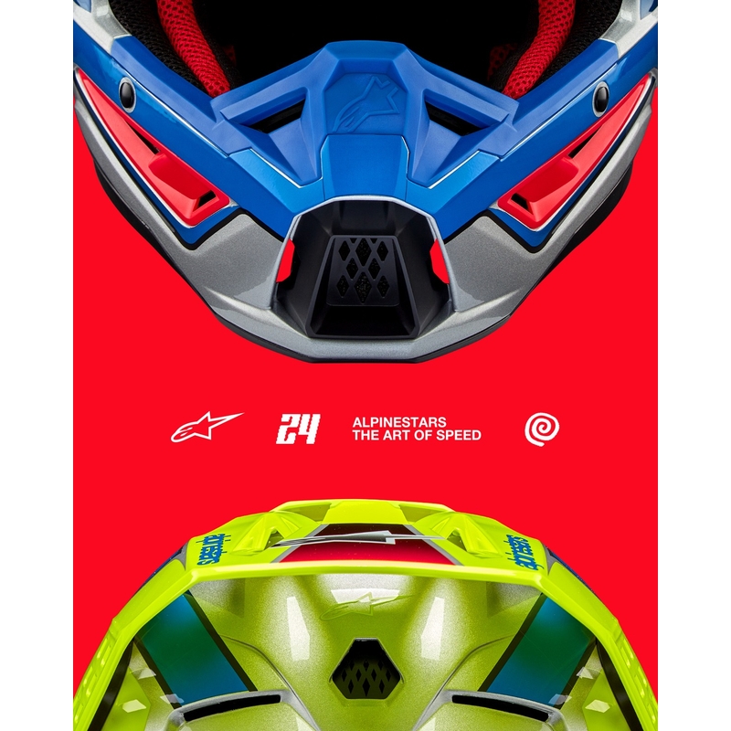 Alpinestars S-M5 Sail fluogul-blå-sølv motocrosshjelm