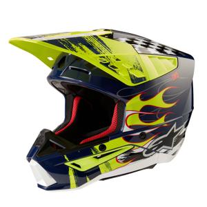 Alpinestars S-M5 Rash motocrosshjelm blå-fluogul