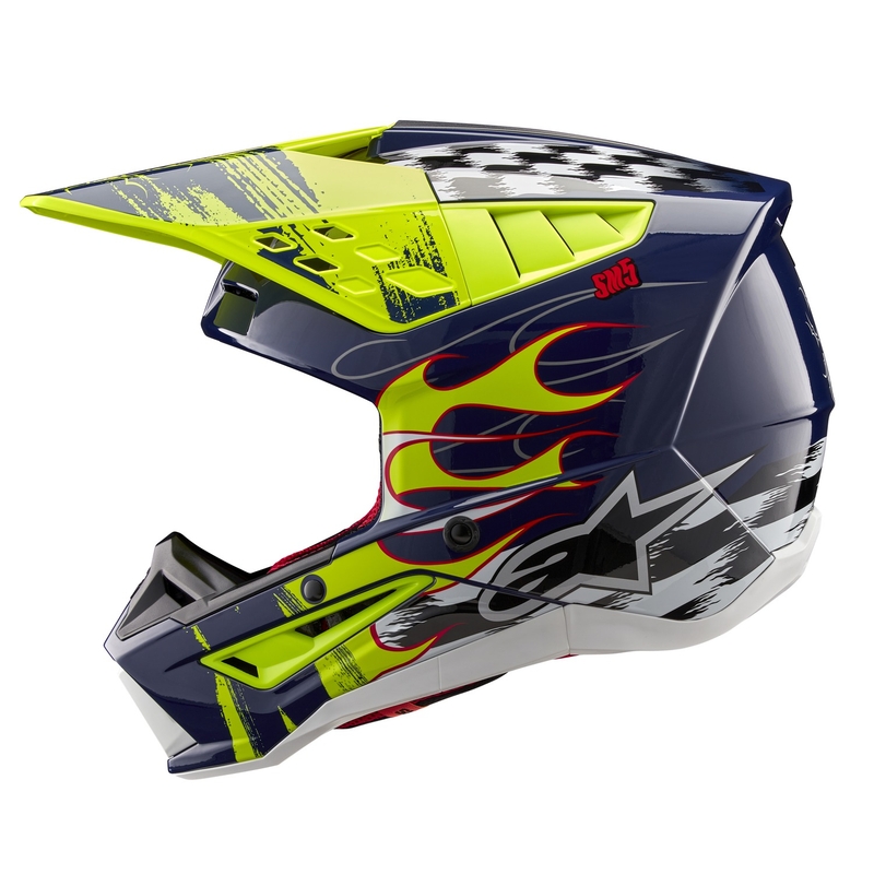 Alpinestars S-M5 Rash motocrosshjelm blå-fluogul