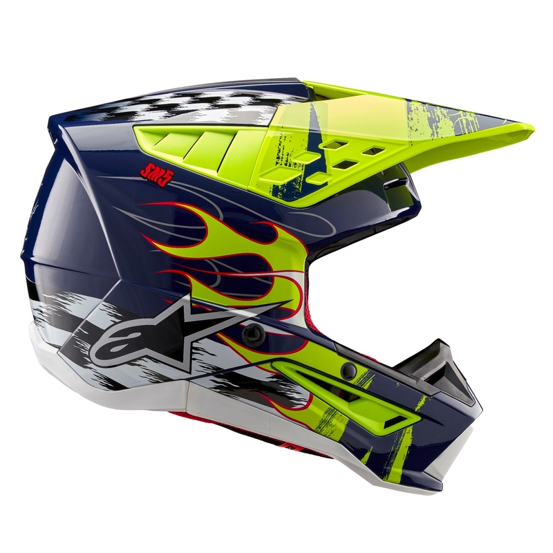 Alpinestars S-M5 Rash motocrosshjelm blå-fluogul
