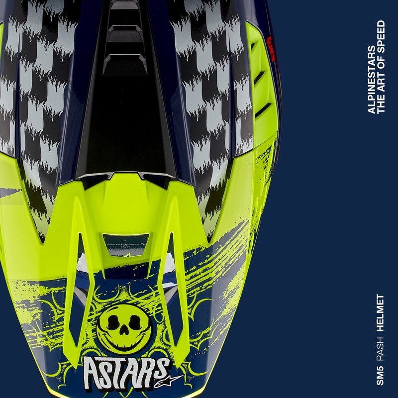 Alpinestars S-M5 Rash motocrosshjelm blå-fluogul