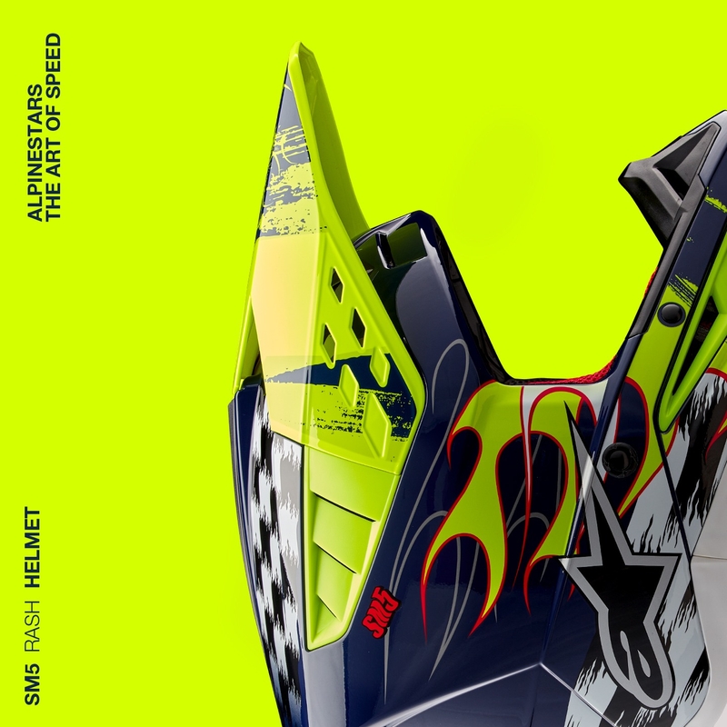 Alpinestars S-M5 Rash motocrosshjelm blå-fluogul