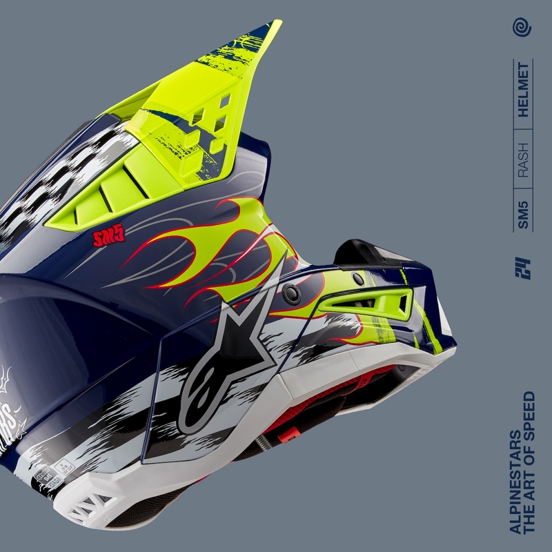 Alpinestars S-M5 Rash motocrosshjelm blå-fluogul