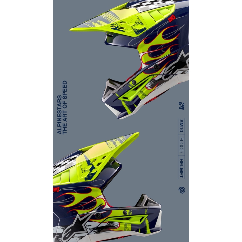 Alpinestars S-M5 Rash motocrosshjelm blå-fluogul