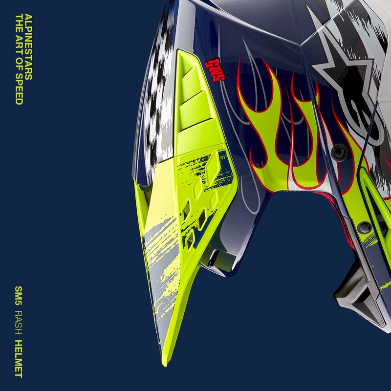 Alpinestars S-M5 Rash motocrosshjelm blå-fluogul