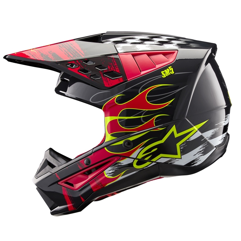 Alpinestars S-M5 Rash motocrosshjelm i grå-fluoro rød