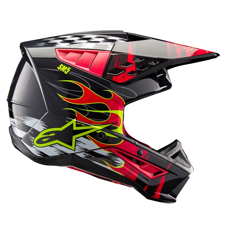 Alpinestars S-M5 Rash motocrosshjelm i grå-fluoro rød
