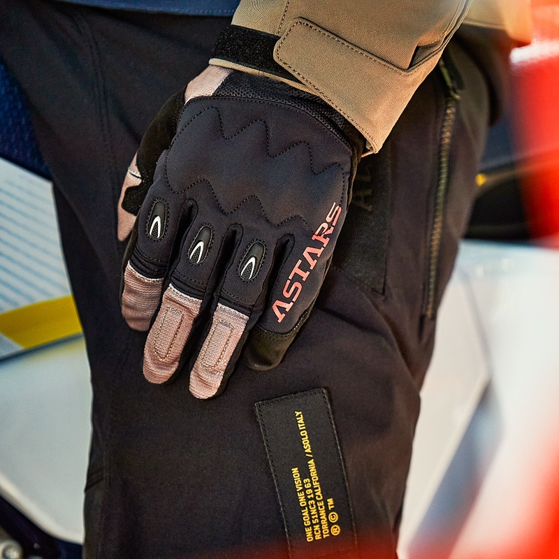 Alpinestars Techdura motocrosshandsker sort-brun-fluoro rød