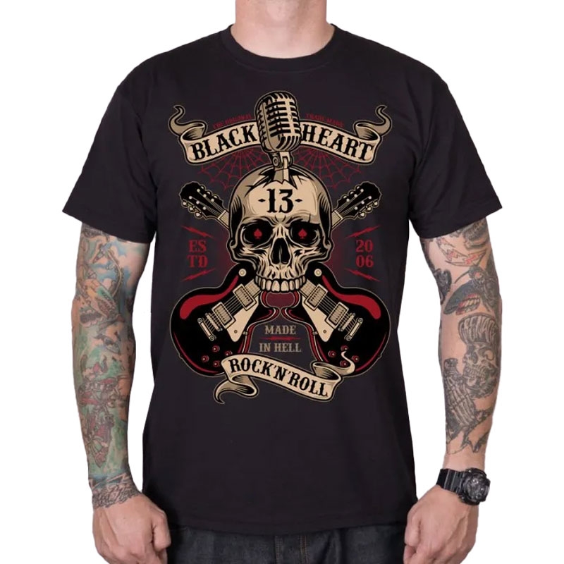 T-shirt Black Heart Rock N Roll sort