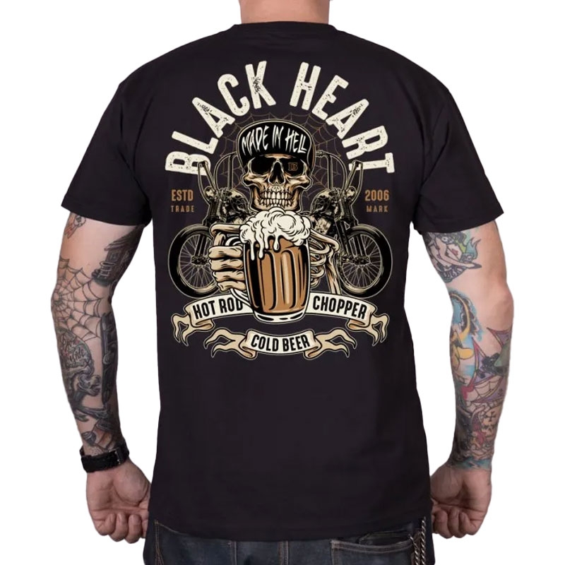 T-shirt Black Heart Beer Biker sort