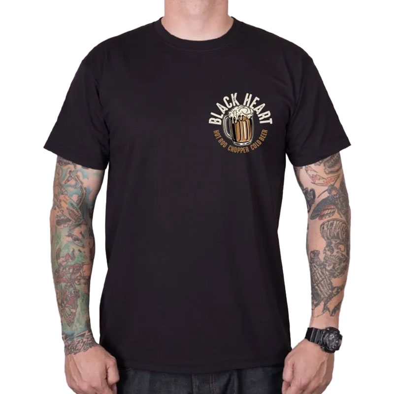T-shirt Black Heart Beer Biker sort