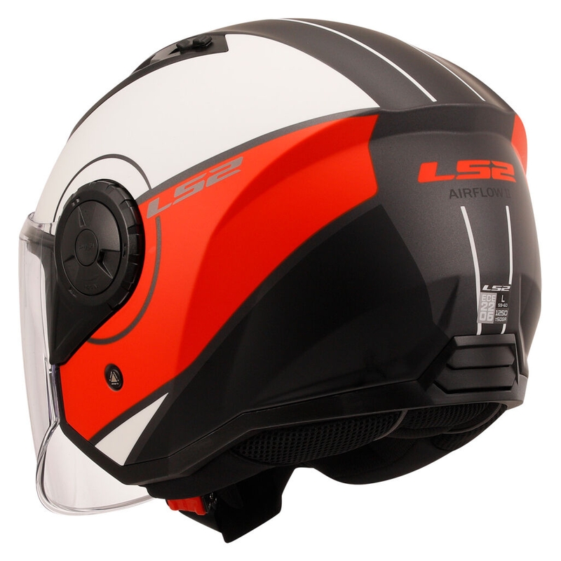 Åben motorcykelhjelm LS2 OF616 Airflow II Cover mat hvid og rød