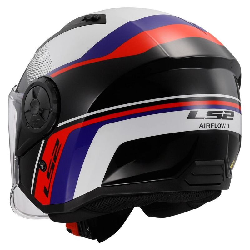 Åben motorcykelhjelm LS2 OF616 Airflow II Rush hvid-blå-rød