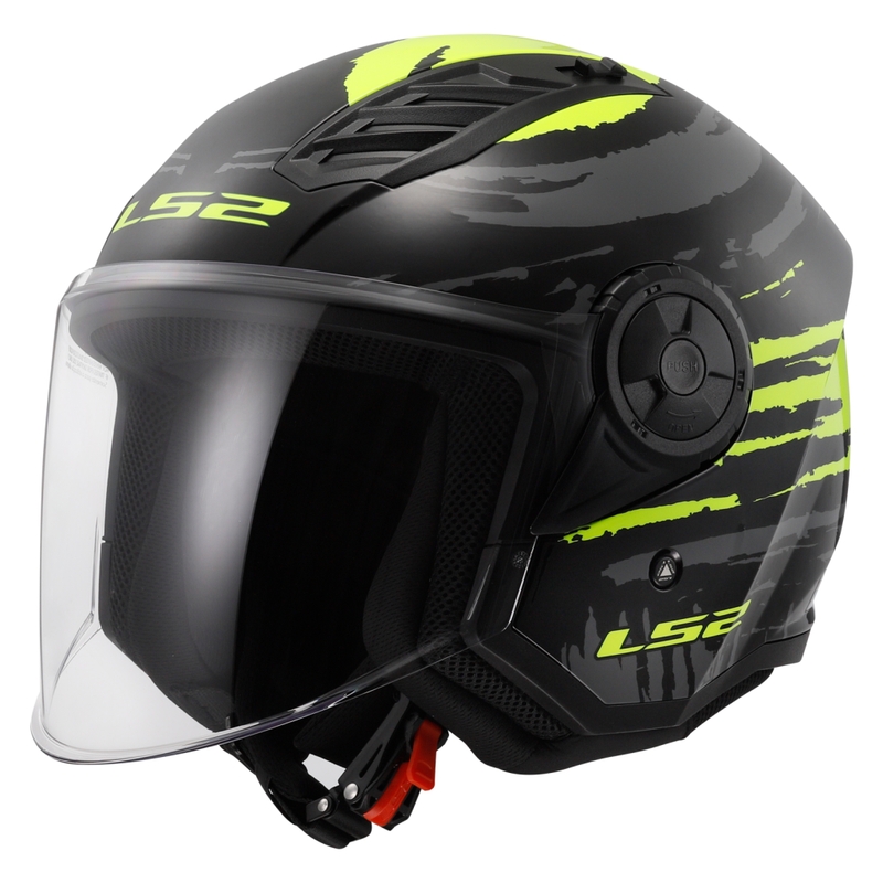 Åben motorcykelhjelm LS2 OF616 Airflow II Brush sort-fluogul