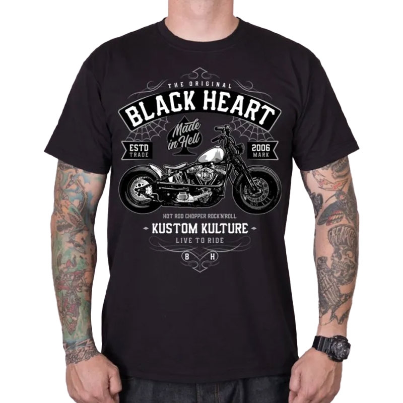T-shirt Black Heart Moto Kult sort