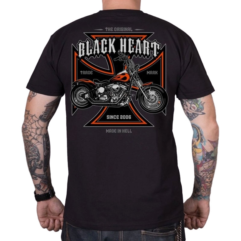 T-shirt Black Heart Motorcycle Cross sort