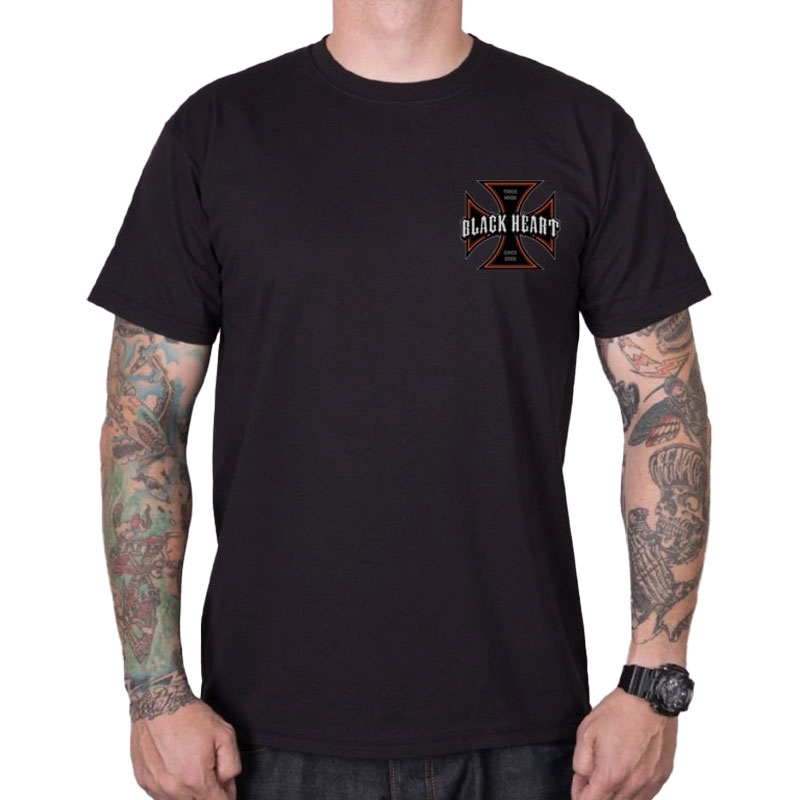 T-shirt Black Heart Motorcycle Cross sort