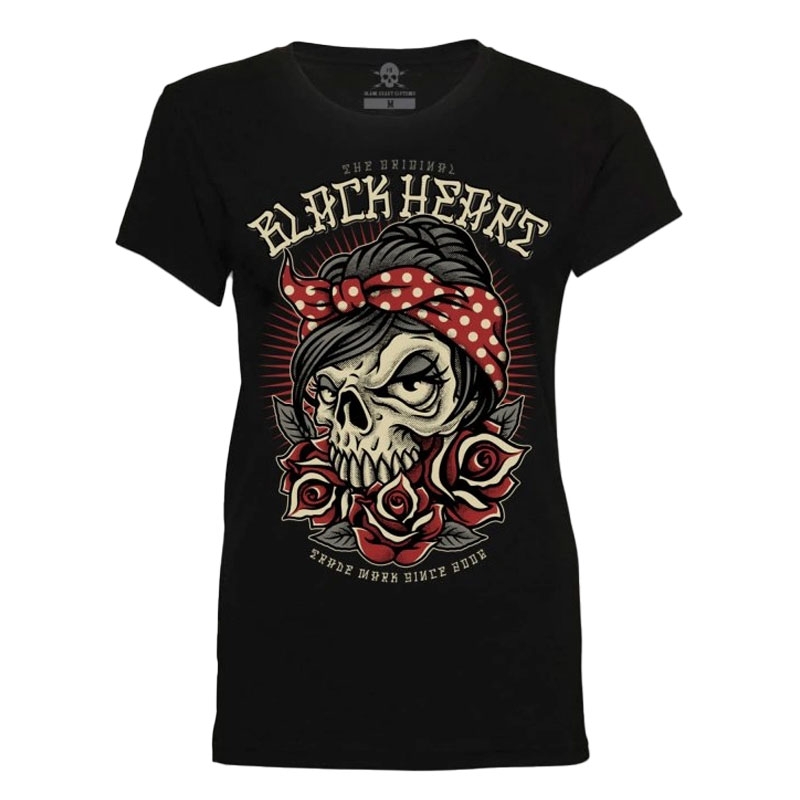 Dame-T-shirt Black Heart Allen sort