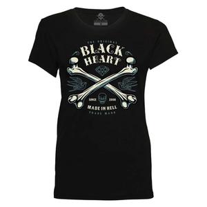 Dame-T-shirt Black Heart Bones sort