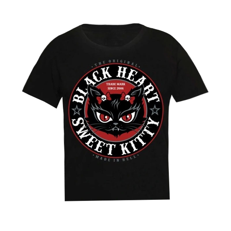 Dětské triko Black Heart Heart Kitty černé