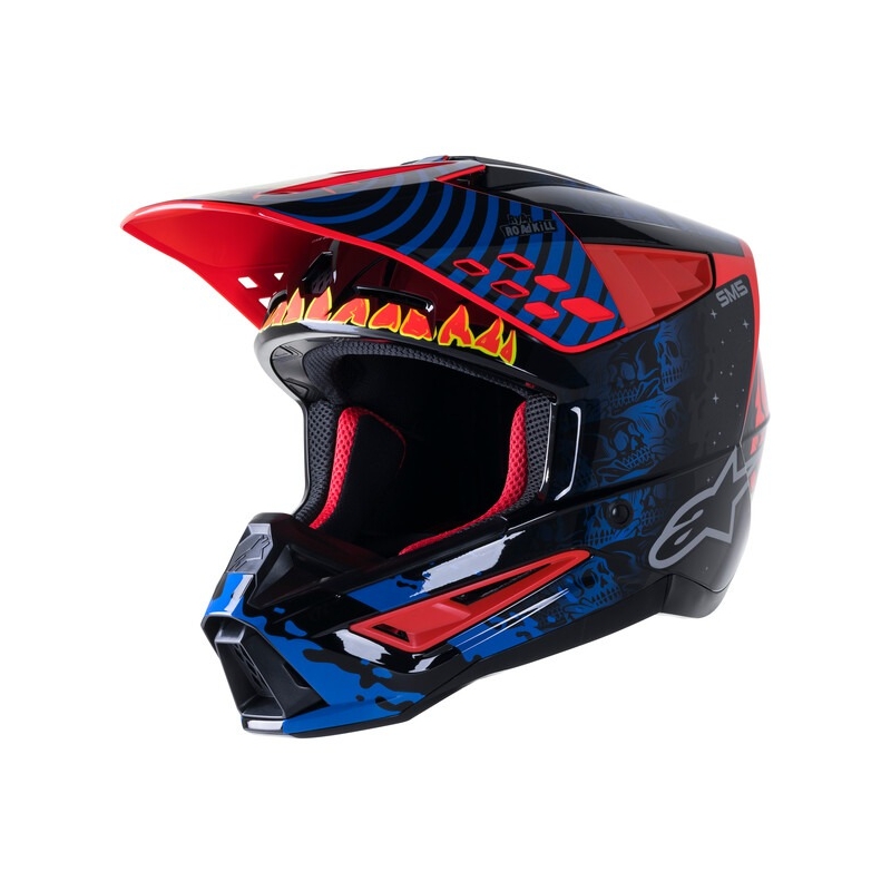 Alpinestars S-M5 Solar Flare Black-Blue-Fluo Red-Fluo Yellow motocrosshjelm udsalg