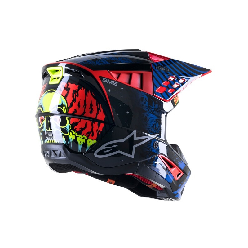 Alpinestars S-M5 Solar Flare Black-Blue-Fluo Red-Fluo Yellow motocrosshjelm udsalg