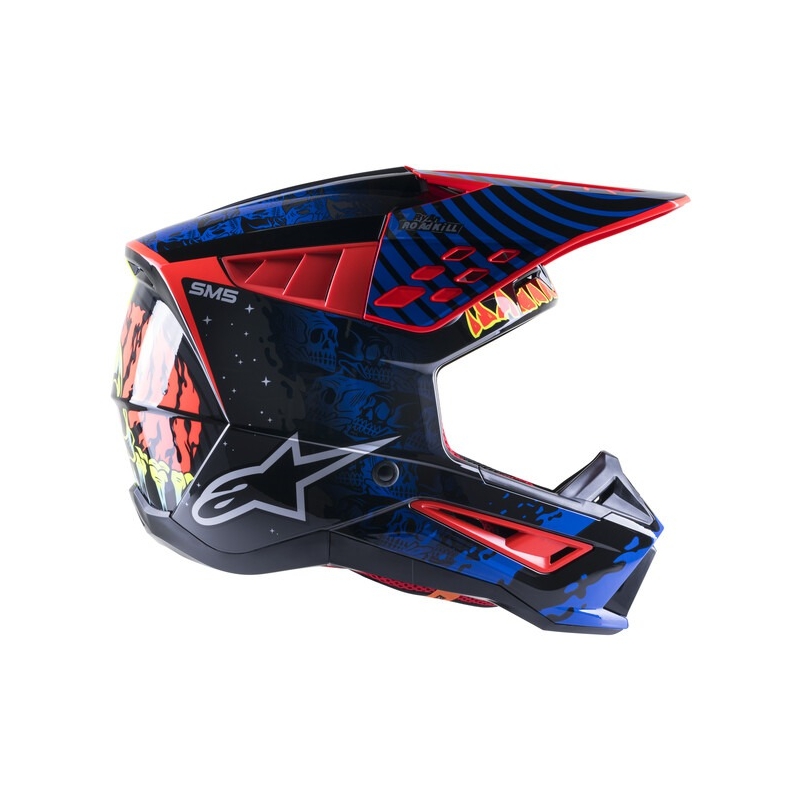 Alpinestars S-M5 Solar Flare Black-Blue-Fluo Red-Fluo Yellow motocrosshjelm udsalg