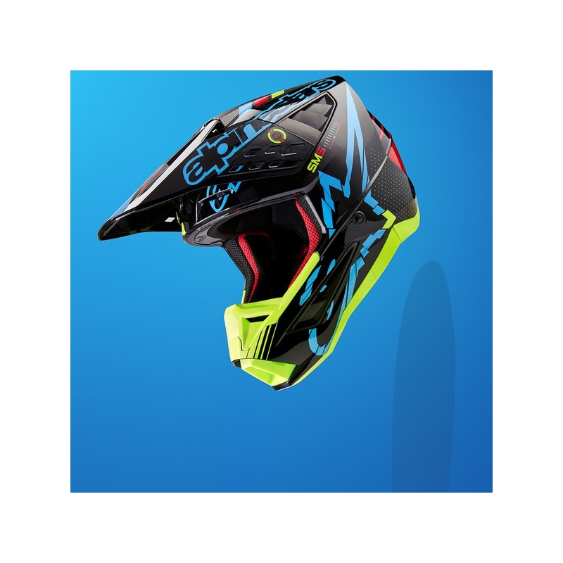Motokrosová helma Alpinestars S-M5 Action fluo žluto-černo-modro- tmavě červená