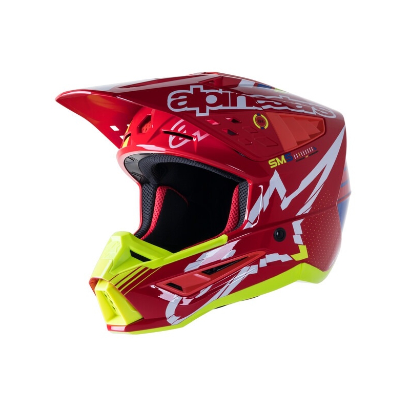 Alpinestars S-M5 Action rød-fluogul-hvid-blå motocrosshjelm