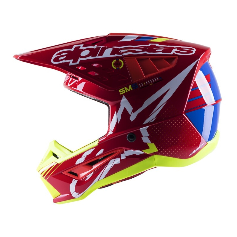 Alpinestars S-M5 Action rød-fluogul-hvid-blå motocrosshjelm