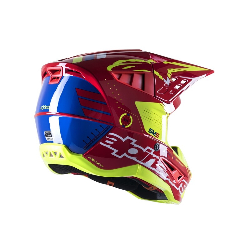Alpinestars S-M5 Action rød-fluogul-hvid-blå motocrosshjelm